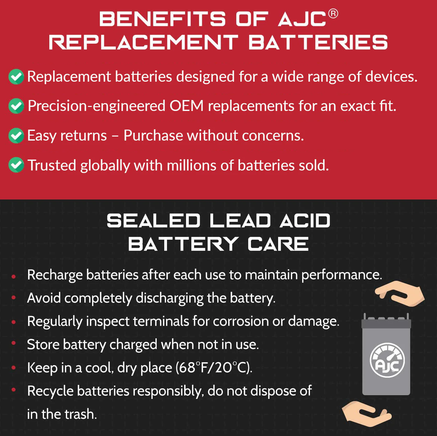 AJC Battery Compatible with Universal Power Group UB121000 12V 100Ah UPS Battery - Image 5